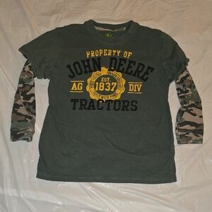 John Deere Ag Division Green And Camo Long Sleeved Shirt S (8)